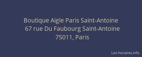 Boutique Aigle Paris Saint-Antoine