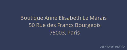 Boutique Anne Elisabeth Le Marais