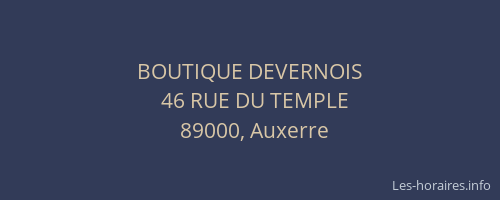 BOUTIQUE DEVERNOIS