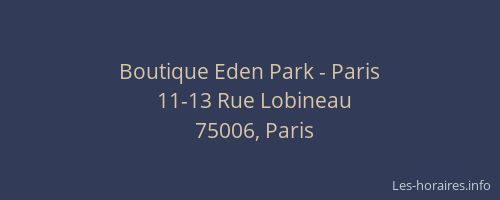 Boutique Eden Park - Paris