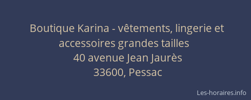 Boutique Karina - v&ecirc;tements, lingerie et accessoires grandes tailles