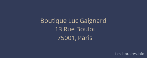 Boutique Luc Gaignard