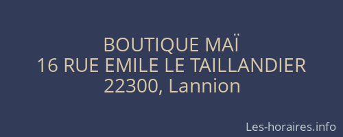 BOUTIQUE MAÏ