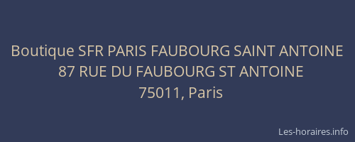 Boutique SFR PARIS FAUBOURG SAINT ANTOINE