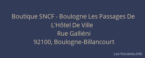 Boutique SNCF - Boulogne Les Passages De L'Hôtel De Ville