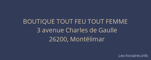 BOUTIQUE TOUT FEU TOUT FEMME