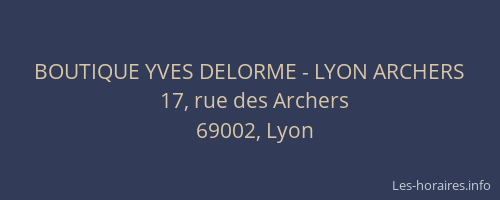 BOUTIQUE YVES DELORME - LYON ARCHERS