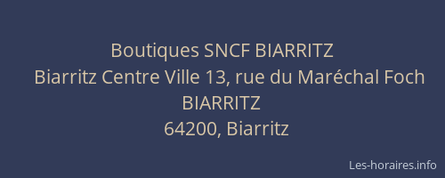 Boutiques SNCF BIARRITZ