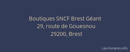 Boutiques SNCF Brest Géant