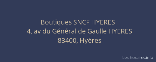 Boutiques SNCF HYERES