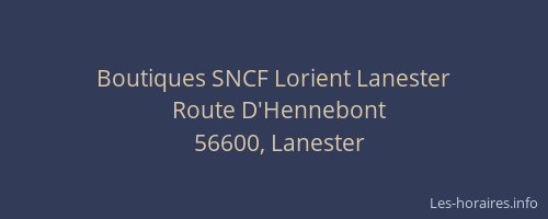 Boutiques SNCF Lorient Lanester