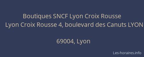 Boutiques SNCF Lyon Croix Rousse