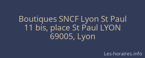 Boutiques SNCF Lyon St Paul