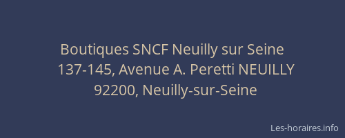 Boutiques SNCF Neuilly sur Seine