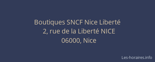 Boutiques SNCF Nice Liberté