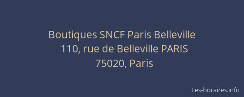 Boutiques SNCF Paris Belleville