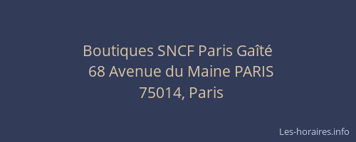 Boutiques SNCF Paris Gaîté