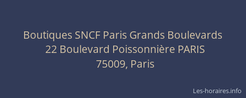 Boutiques SNCF Paris Grands Boulevards