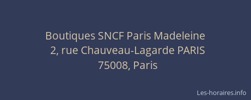 Boutiques SNCF Paris Madeleine