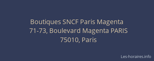 Boutiques SNCF Paris Magenta