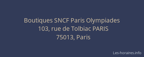 Boutiques SNCF Paris Olympiades