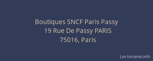 Boutiques SNCF Paris Passy