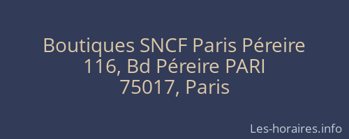 Boutiques SNCF Paris Péreire