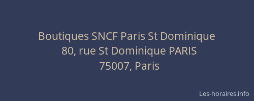 Boutiques SNCF Paris St Dominique