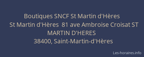 Boutiques SNCF St Martin d'Hères