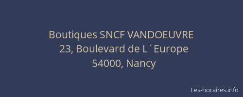 Boutiques SNCF VANDOEUVRE