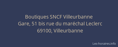 Boutiques SNCF Villeurbanne