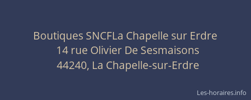 Boutiques SNCFLa Chapelle sur Erdre
