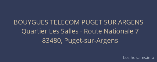 BOUYGUES TELECOM PUGET SUR ARGENS