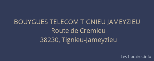 BOUYGUES TELECOM TIGNIEU JAMEYZIEU