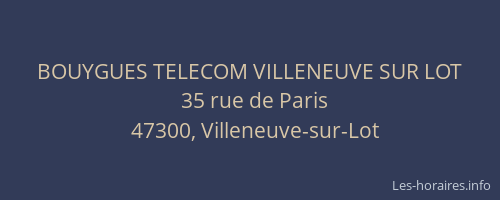 BOUYGUES TELECOM VILLENEUVE SUR LOT