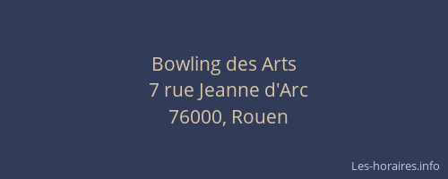 Bowling des Arts