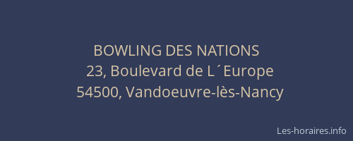 BOWLING DES NATIONS