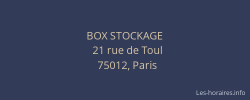 BOX STOCKAGE
