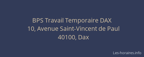 BPS Travail Temporaire DAX