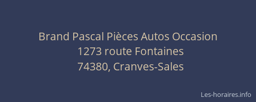 Brand Pascal Pi&egrave;ces Autos Occasion