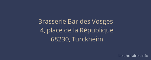 Brasserie Bar des Vosges