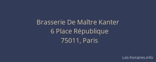 Brasserie De Maître Kanter