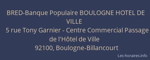 BRED-Banque Populaire BOULOGNE HOTEL DE VILLE