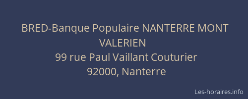 BRED-Banque Populaire NANTERRE MONT VALERIEN