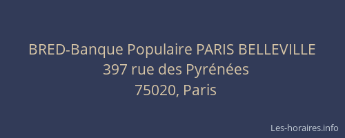 BRED-Banque Populaire PARIS BELLEVILLE