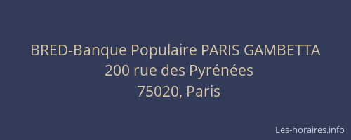 BRED-Banque Populaire PARIS GAMBETTA