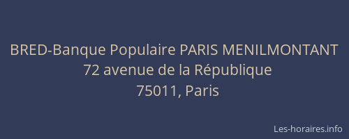 BRED-Banque Populaire PARIS MENILMONTANT