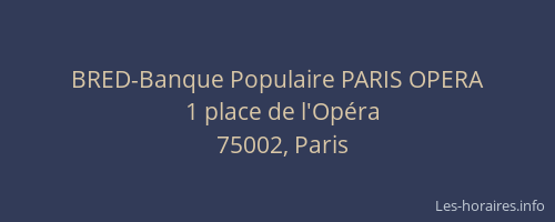 BRED-Banque Populaire PARIS OPERA