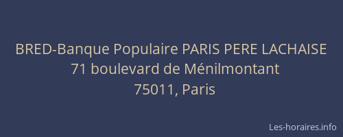 BRED-Banque Populaire PARIS PERE LACHAISE