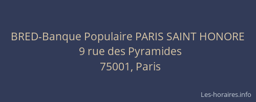 BRED-Banque Populaire PARIS SAINT HONORE